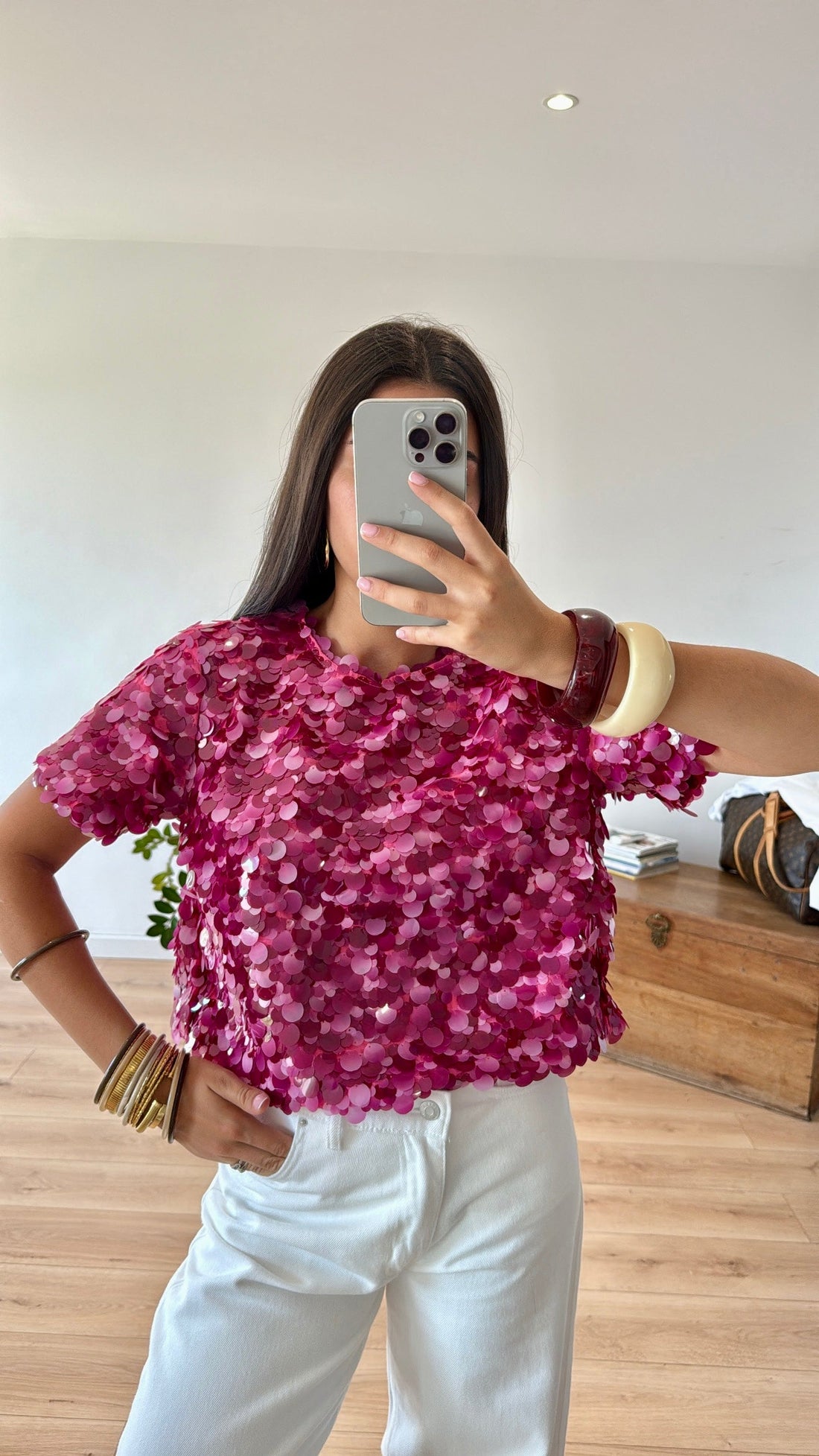 TOP ROSE SEQUINS "CLARISSE"