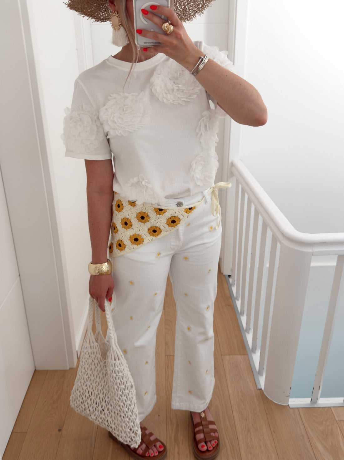 Jeans FLOWER - Blanc